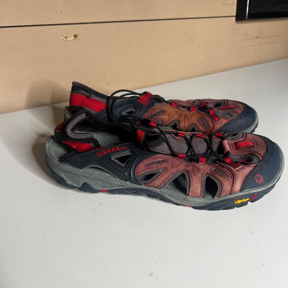 Merrell All Out Blaze Sieve Mens 9.5 Hiking Water Sandals Burgundy Black Vibram